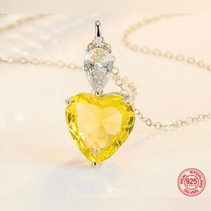Yellow Heart Shape 925 Sterling Silver Pendant